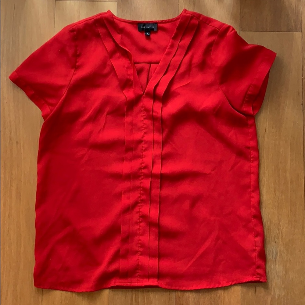 Red v-neck blouse